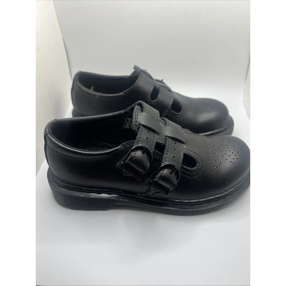 Dr. Martens 8065 Black Smooth Leather Mary Jane Shoes•Girls Size 1 (Big Kid) EUC